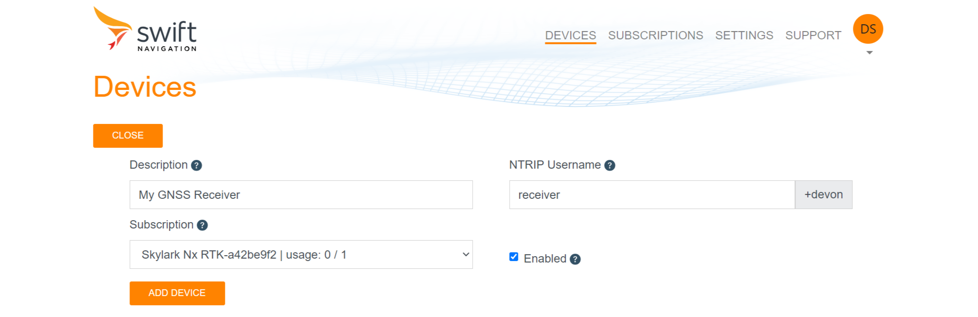 Choosing an NTRIP username in the Skylark portal